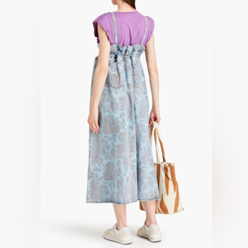 Ganni x Levi’s Cinched Floral Print Denim Midi Dress Size XXS - Picture 2 of 13